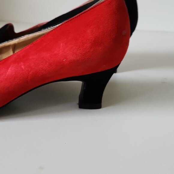 BALLY | Suede Heels Red Black Sz 6 - Picture 3 of 6